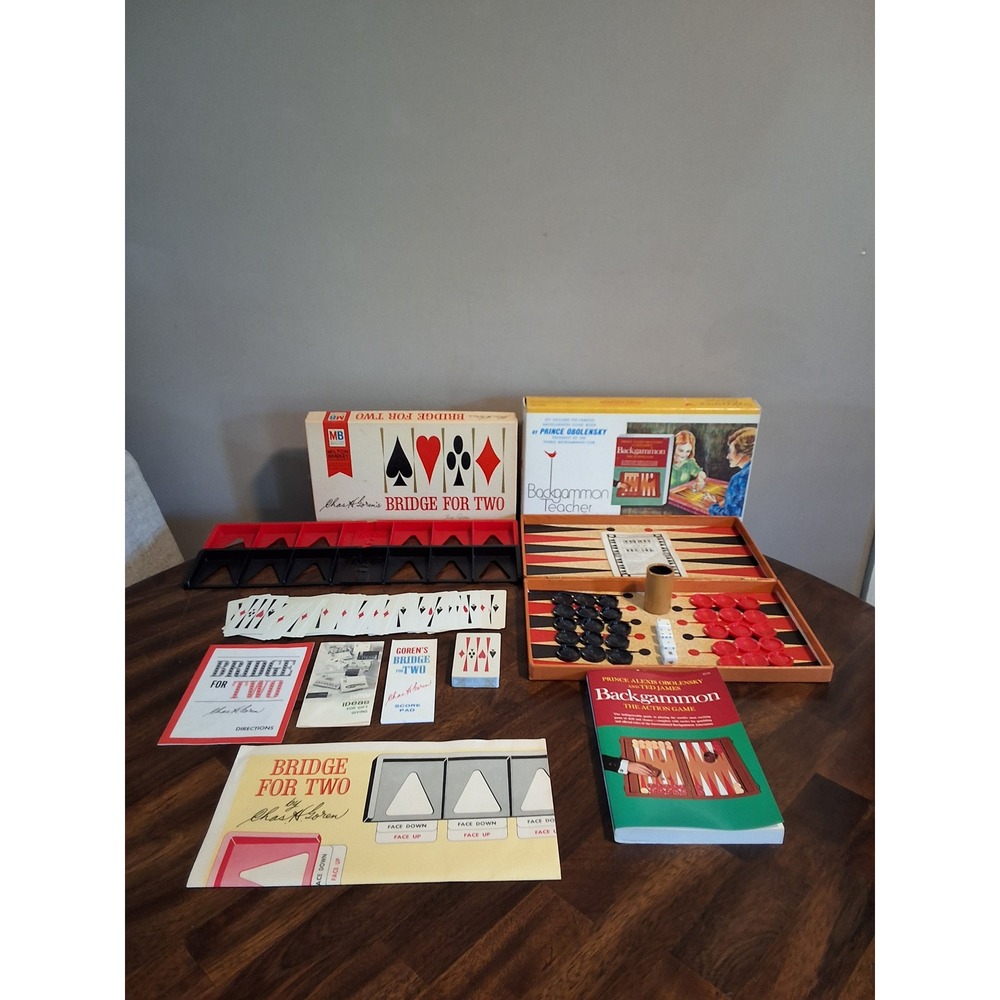 Vintage Milton Bradley Bridge For Two & Cardinal Backgammon Lot Of 2 COMPLETE